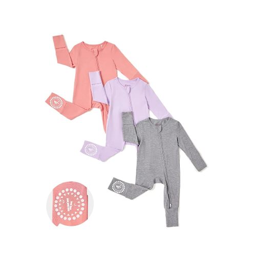 PATPAT Baby Footies Boys Girls - Bamboo Viscose - Zipper & Non-Slip Soles Romper Mitten - Footed & Footless Infant Clothes