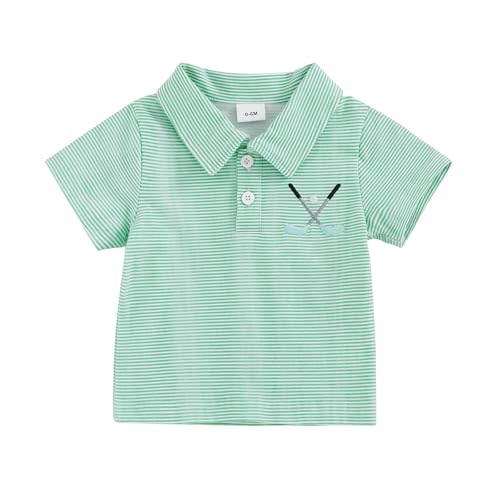 Toddler Baby Boy Shirt Golf Stripes Short Sleeve Button Down T-Shirt Tops Cute Infant Casual Tee Summer Clothes