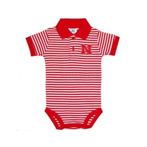 Huskers | Nebraska Infant Striped Polo Bodysuit | Alumni Hall