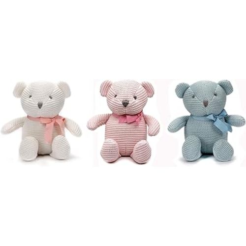 100% Organic Cotton Baby Toys Teddy Bears Bulk for Baby Shower 6.5" (3pcs/Set)