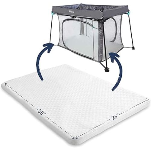 hiccapop Pack and Play Mattress Pad for (38"x26"x1.5"), Playpen Pad, Playard Mattress for Pack and Play, Pack N Play Mattress Topper with Washable Cover, 1.5" Thick