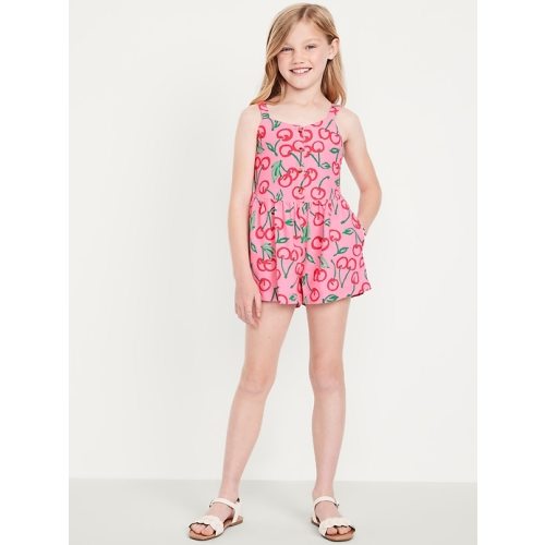 Sleeveless Linen-Blend Button-Front Romper for Girls | Old Navy