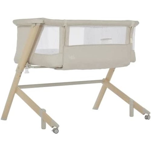 Evolur Stellar Bassinet and Bedside Sleeper, Easy to Fold and Carry, Lightweight and Portable Baby Bassinet, Height Adjustable, Mattress Pad Included, Beige