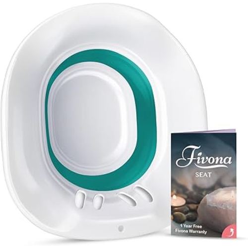 Fivona Sitz Bath for Toilet Seat Postpartum and Hemorrhoids Care - Yoni Steam Seat - Foldable Basin for Epsom Salt Soak - Portable Bidet BPA Free Temperature Resistant - Universal Fit - Green