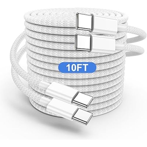 USB C to C Charging Cable 10ft, 60W Fast Type C to C Charger Cord Long for Apple iPhone 16 Pro Max/16 Pro/15 Plus/15 Pro, MacBook Pro 2021/2020/2019/2018,iPad 12.9/11 inch/Mini/Air 5/4,Samsung Galaxy