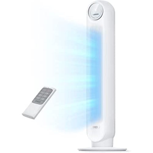 Dreo Tower Fan for Bedroom, 24ft/s Velocity Quiet Floor Fan, 90° Oscillating Fans for Indoors with 4 Speeds, 4 Modes, 8H Timer, Standing Fans, Bladeless Fan, White, Nomad One (DR-HTF007)