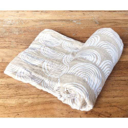 Neutral Beige Rainbow Organic Cotton Muslin Baby Swaddle Blanket