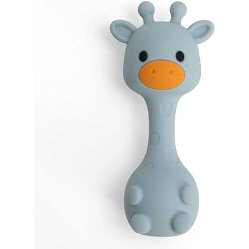 Silicone Little Giraffe Shaker Rattle Toy for Babies | Food Grade Silicone Teether | Easy to Grip | BPA Free (Ether)