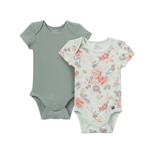 Modern Moments by Gerber Baby Neutral Super Soft 2-Pack Short Sleeve Bodysuits, Sizes Newborn - 12 Months