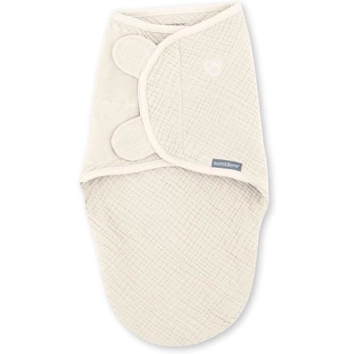Ingenuity Original Muslin Baby Swaddle, 100% Cotton, Improves Sleep & Calms Startle Reflex, 0-3 Months, 1.0 TOG, 7-14 Pounds - Cream