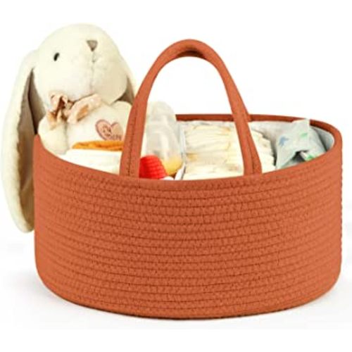 Maliton Baby Diaper Caddy Organizer, Cotton Rope Diaper Caddy for Baby Girl and Baby Boy, Portable Diaper Organizer for Changing Table and Car, Baby Shower Gifts Baby Registry Must Haves - Glaze