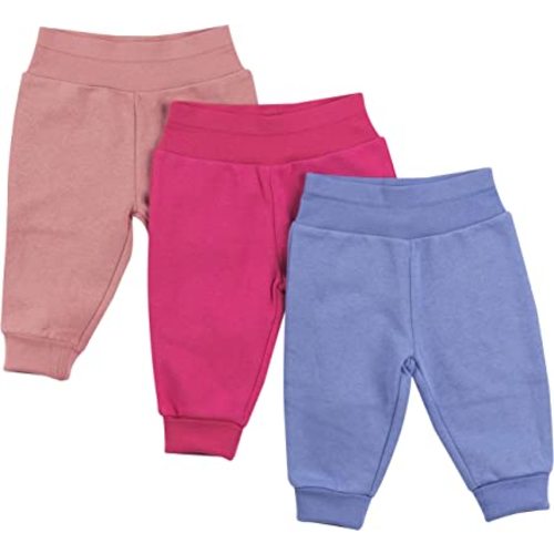 Hanes Girls Fleece Pull-on Pants 3-pack, Flexy Super Soft 4-Way Sweatpants, Stretch Joggers for Babies & Toddlers