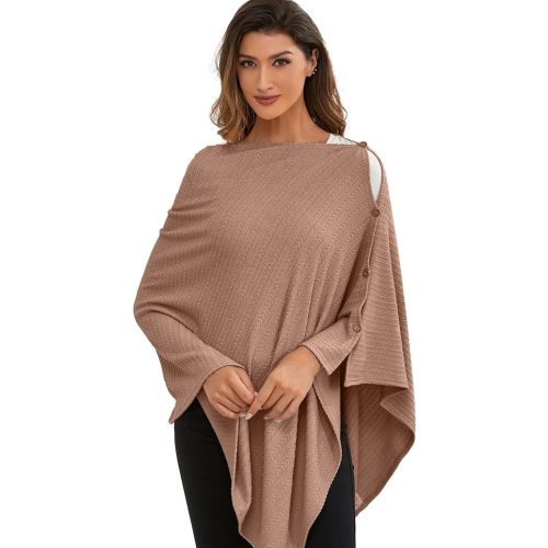 Nursing Cover for Baby Breastfeeding, Organic Cotton Knit Breastfeeding Cover, Warm Cozy Swaddle, Breathable and Soft, Wide Neck with Stretch for Easy View (Chestnut)