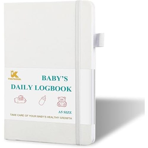 Baby's Daily Care Planner - A5 Newborn Baby Log Book for Tracking Daily Routine, 152 Easy-to-Use Pages to Monitor Nursing, Sleep, Feeding, Diapers, Pumping, and More - White
