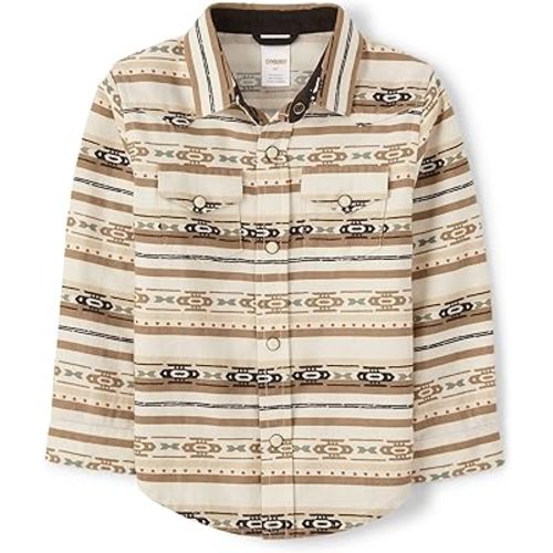 Gymboree Boys and Toddler Long Sleeve Button Up Shirts, Country White, 12