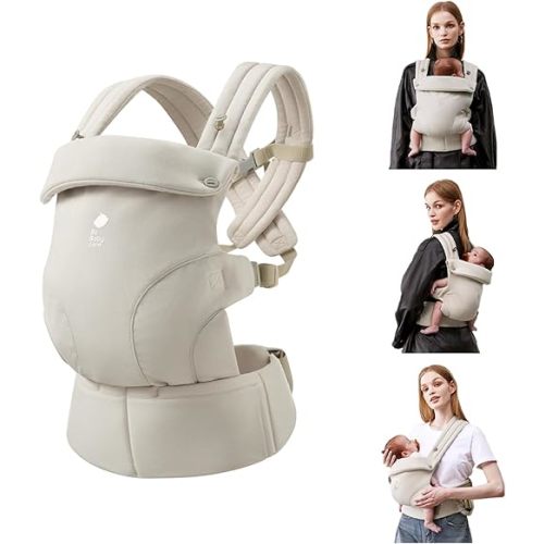 Bc Babycare CocoonGo Baby Carrier – CloudTouch Soft & Ergonomic Baby Carrier for 7–44 lbs | Easy to Wear, Adjustable Fit, Travel-Ready, Machine Washable (Light Beige)