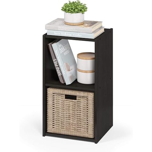 Furinno Pelli Cubic Storage Cabinet, 2x1, Espresso