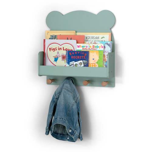 Brannan Bear Wall Shelf With 4 Hooks - Sage Green