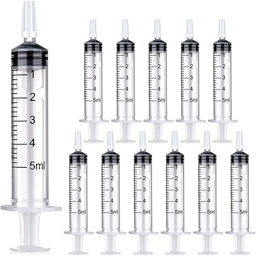5 ml Syringe Without Needle, Syringe for Liquid with Cap, Oral, Scientific Labs, Measurement, Pack of 12