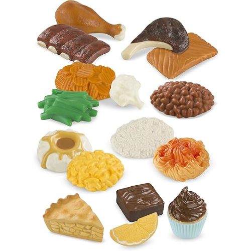 Melissa & Doug Food Fun Combine & Dine Dinners - Red - Realistic Play Food For Kids Kitchen