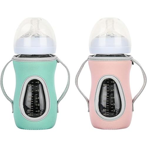 Beautyflier 2PCS Sleeve Covers for 8 oz Philips Avent Glass Natural Baby Bottle, Reusable Insulator, 3.3mm Thicken Heat and Cold Retention Baby Bottle Sleeve, Non Slip Grip, Sleeve Only