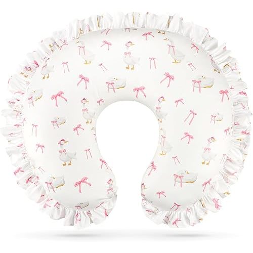 Ruffled Nursing Pillow Cover for Girls, Stetchy & Soft, Cute Goose