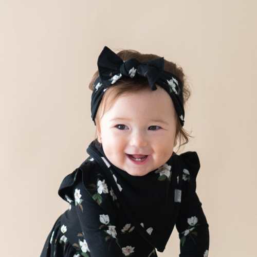 Knotted Bow Headband in Small Midnight Magnolia