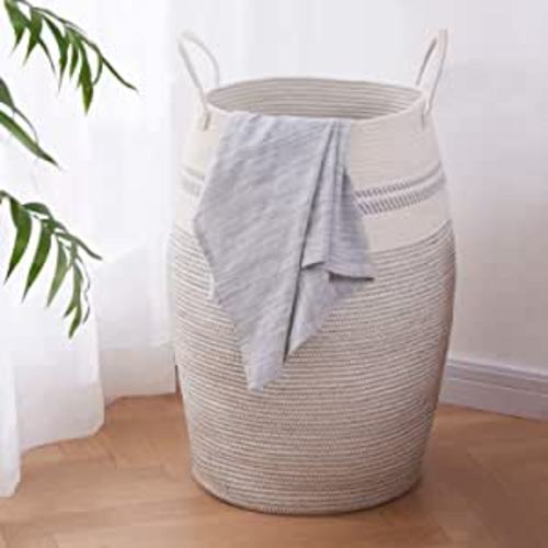 Woven Rope Large Hamper in Light Grey
