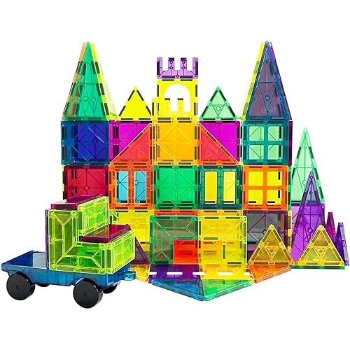 Bmag Magnetic Tiles, 67 PCS with 1 Car Building Blocks for Toddlers, 3D Magnet, STEM Educational Learning Building Blocks for Kids Children, Stacking Montessori Toys Gifts for Boys Girls