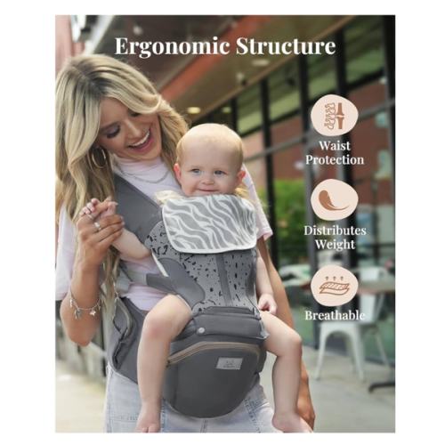 Baby Carrier Pro, MOMTORY Safety-Certified 6-in-1 Ultra Storage Baby Carrier Newborn to Toddler, Detachable Baby Holder Carrier with Hip Seat, Ergonomic Cozy Baby Front and Back Carrier for 7-50lbs