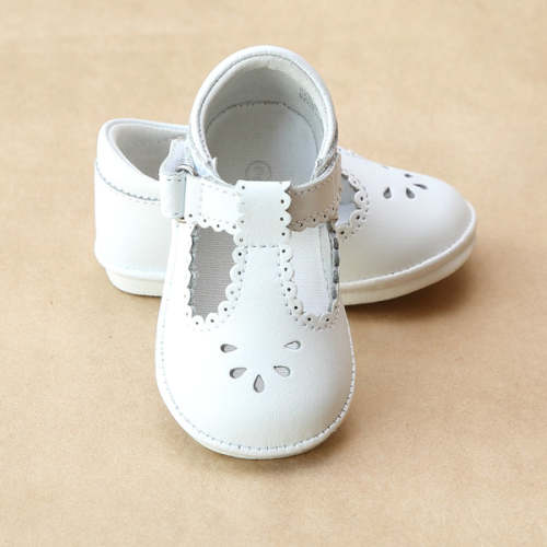 Angel Baby Girls T-Strap Scalloped Perforated Mary Jane – Petit Foot