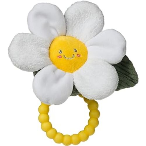 Mary Meyer Sweet Soothie Soft Baby Rattle with Teether Ring, 5-Inches, Daisy
