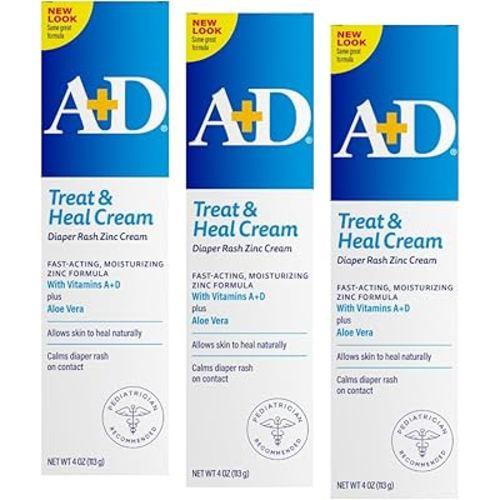 A+D Diaper Rash Cream Zinc Oxide, 4 Ounces each (Pack of 3)