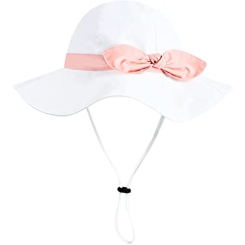 Baby Girl Sun Hat with UPF 50+ Outdoor Adjustable Beach Hat with Wide Brim Bucket Hats