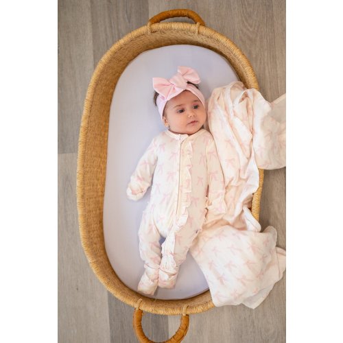 Ruffle Zipper One Piece - Pink Bows - Harp Angel Boutique