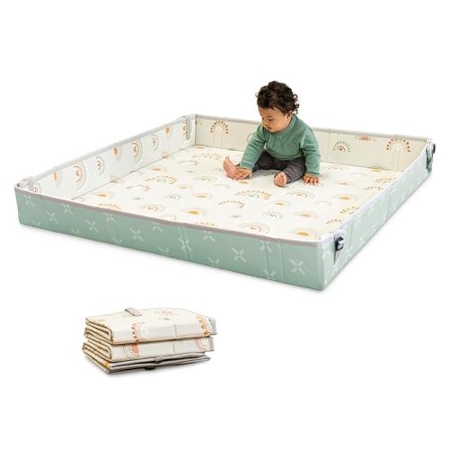 Infantino Foldable Soft Foam Play Mat (Color: Rainbows)