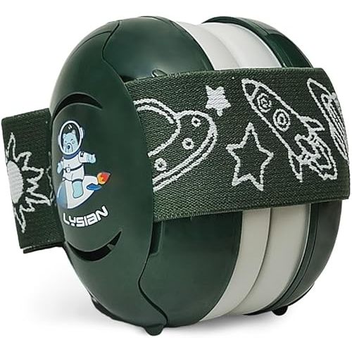 LYSIAN Baby Noise Reduction Earmuffs - Noise Cancelling Headphone for Infants Hearing Protection from Festival Concerts, Sport, Parade Fireworks, Travel, Plane - 25dB Dark Green