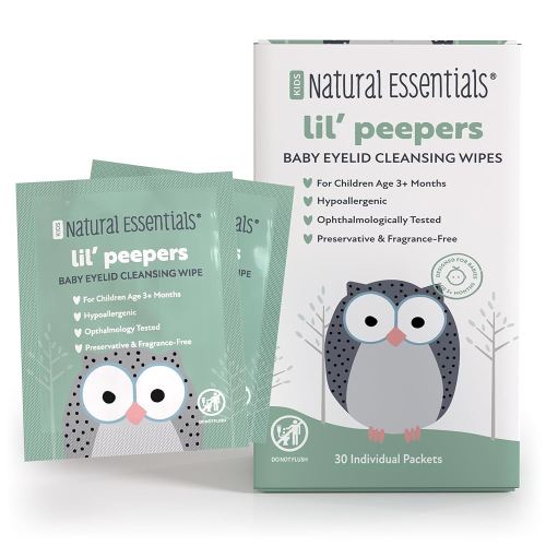 Lil' Peepers Baby Eye Wipes and Eyelid Cleanser, Preservative-Free & Rinse-Free, Pediatrician Recommended Hypoallergenic Soft Eyelid Wipes for Babies, Kids and Adults (30 Count)