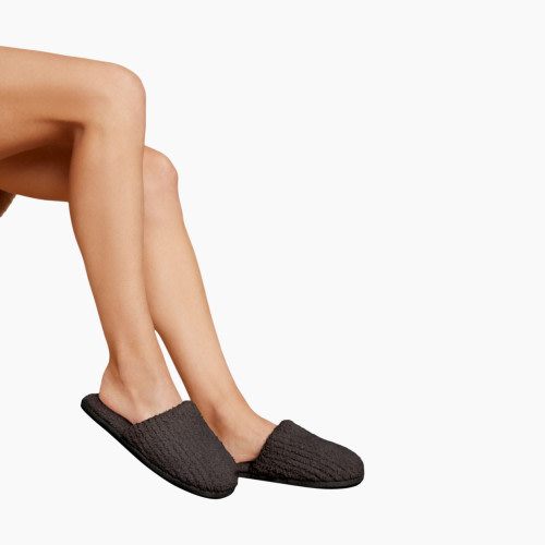 Barefoot Dreams CozyChic Ribbed Slipper - Carbon, L