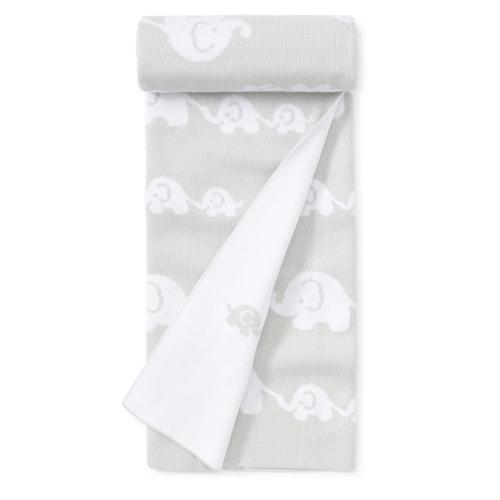 Gray Elephant Knit Novelty Blanket