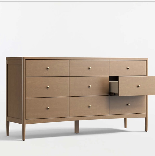 Hampshire 64" Natural Brown Wood Extra Wide 9-Drawer Kids Dresser