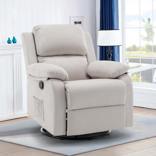 YSICK Small Swivel Rocker Recliner Chair for Small Spaces Linen for Living Room,Beige