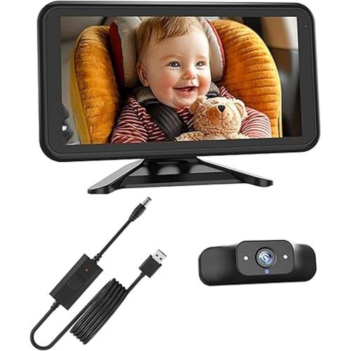 USB Cable for Babyvue Baby Car Mirror Camera for 2 Kids with IR Night Vision, 3X Zoom Car Camera for Baby 1080P HD Images 360°Rotating Adjustable Car Seat Camera for Baby Rear Facing BV1