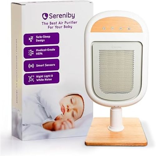 Air Purifier for Baby | Proprietary Safe-Sleep Design | Medical-Grade HEPA Filtration | Laser-Accurate Air Quality & Temp Sensors | Smart Parent-Approved Features