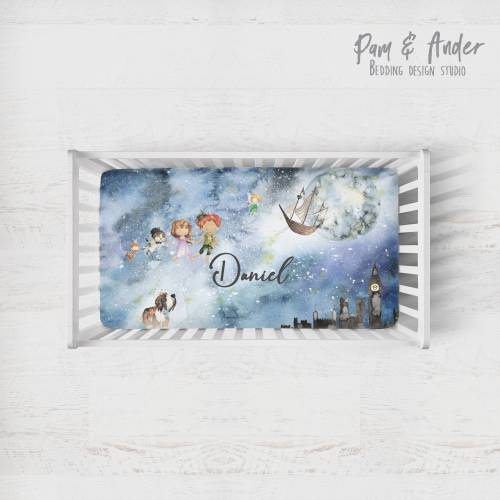 PETER PAN SHEET, peter pan bedding set, nursery bedding, neverland nursery crib bedding