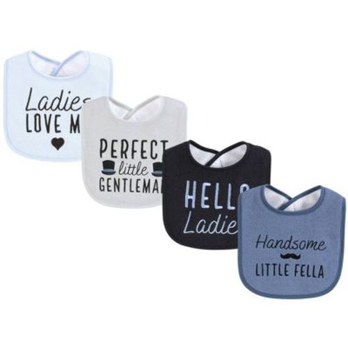 Hudson Baby Infant Boy Cotton Terry Drooler Bibs With Fiber Filling, Handsome Fella, One Size