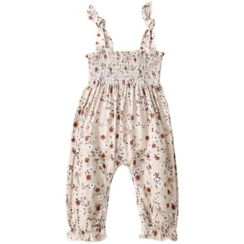 Summer One Piece Outfits Infant Baby Girl Romper Jumpsuit Sleeveless Ruffle Halter Floral Bodysuit Clothes