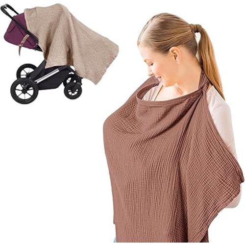 Breastfeeding Nursing Cover, 100% Cotton Nursing Scarf cover Mother Nursing Apron, (reddish date)