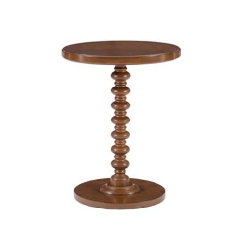 17" Teyla Traditional Round Wood Accent Spindle Table White - Powell