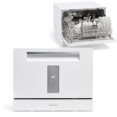 Farberware Compact 6-Place Setting Dishwasher - Portable Mini Countertop Dishwasher with 7 Wash Programs - Perfect for Small Spaces Like Apartment, Dorm, Boat, Camper/RV